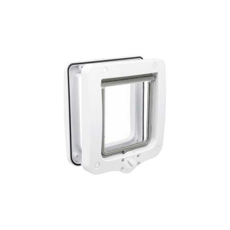 Průchozí dvířka pro kočku, 4-cestná, 20x22cm, bílá