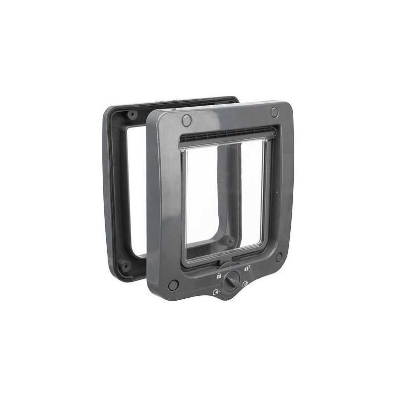 Průchozí dvířka pro kočku, 4-cestná, 20x22cm, šedá