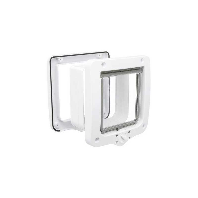 Průchozí dvířka pro kočku, s tunelem, 4-cestná, 20x22cm, bílá