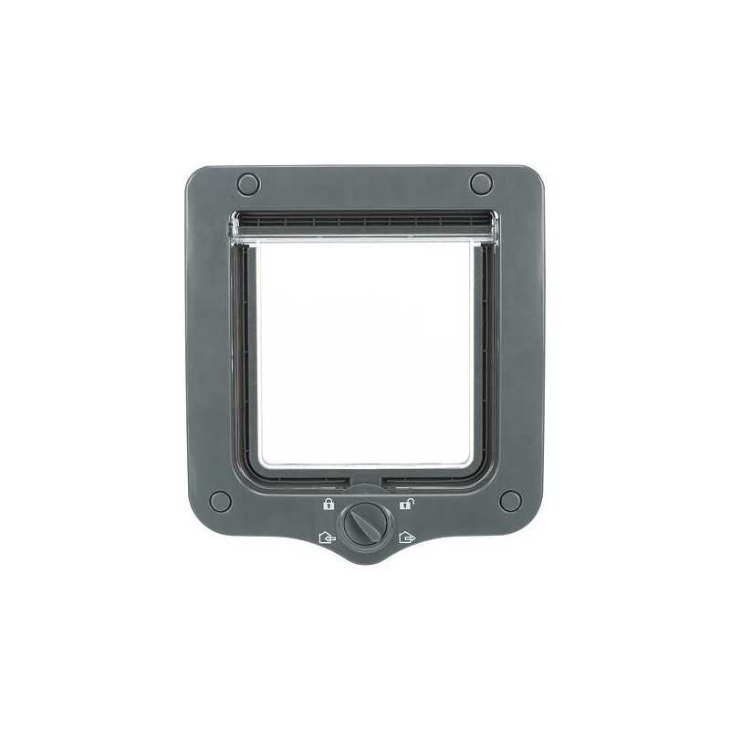 Průchozí dvířka pro kočku, s tunelem, 4-cestná, 20x22cm, šedá