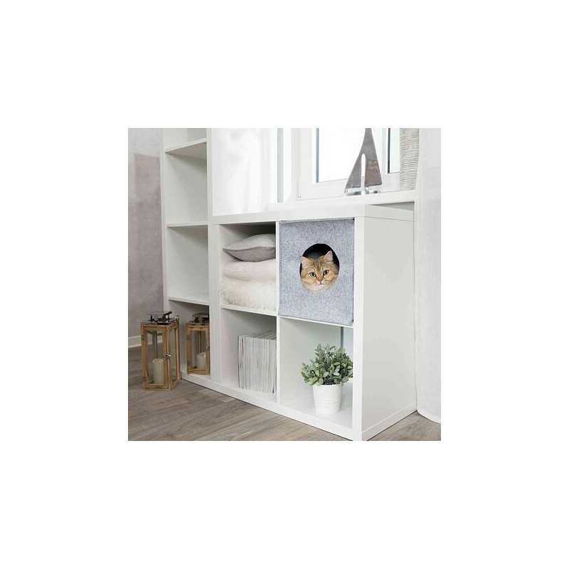ANTON filcová krabice/jeskyně pro kočku, vhodné do IKEA regálu 33cm šedá