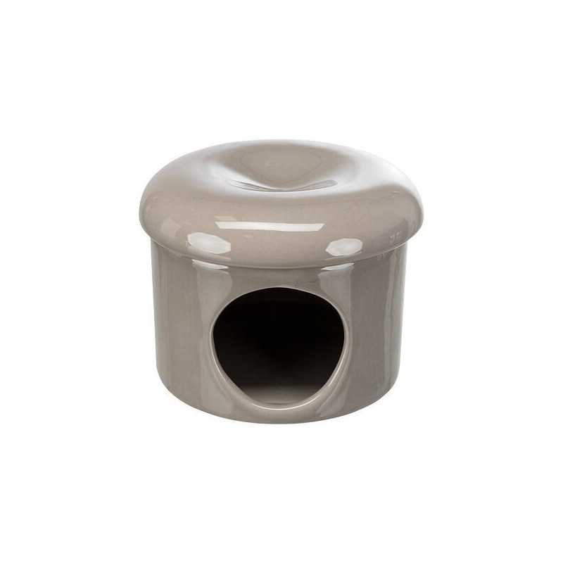 Keramický domek, 1 vchod, odnímatelná stříška, ø 16 × 12 cm, tmavošedá