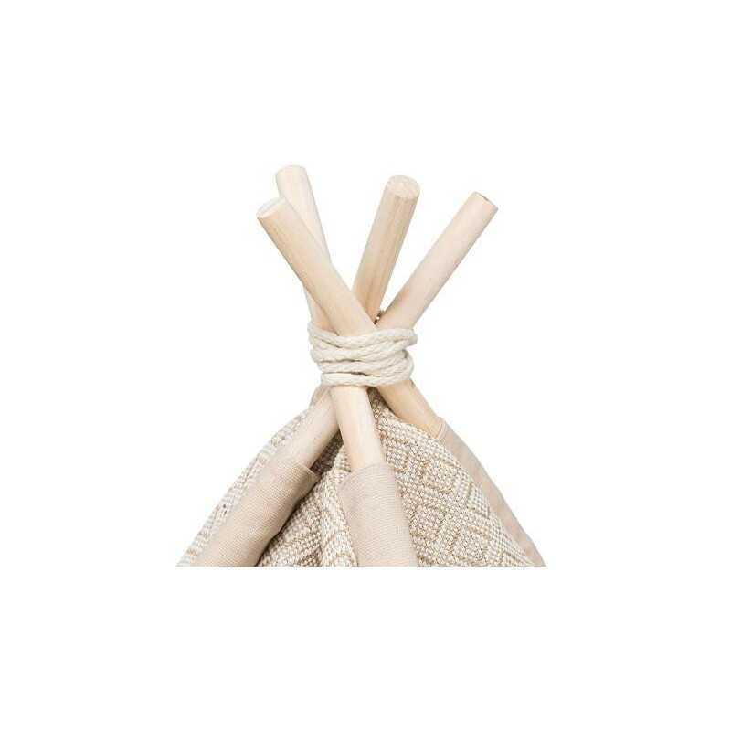 Teepee BOHO s polštářem, 55 x 65 x 55 cm, bavlna, béžová