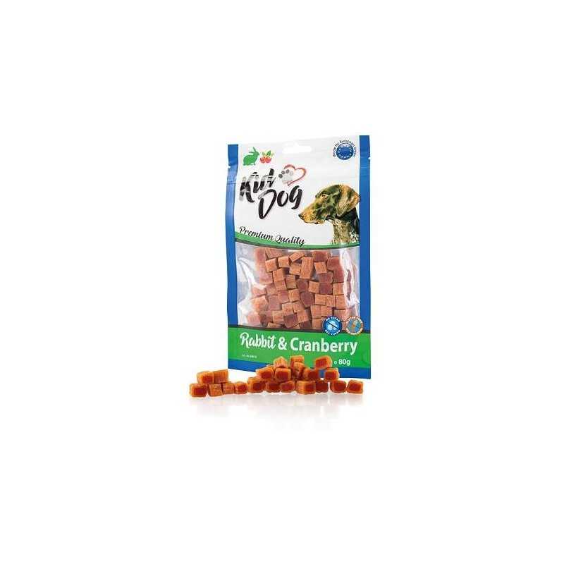 KIDDOG mini kostičky s králíkem a brusinkami 80 g