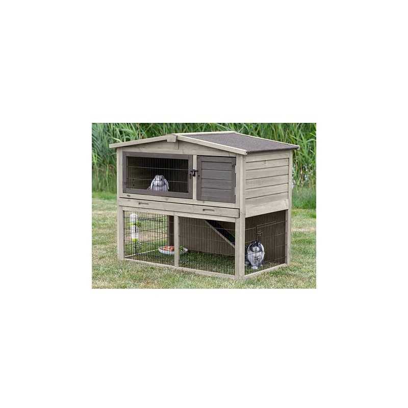 Natura mega králíkárna s výběhem, 124 x 102 x 78 cm, šedá/hnědá