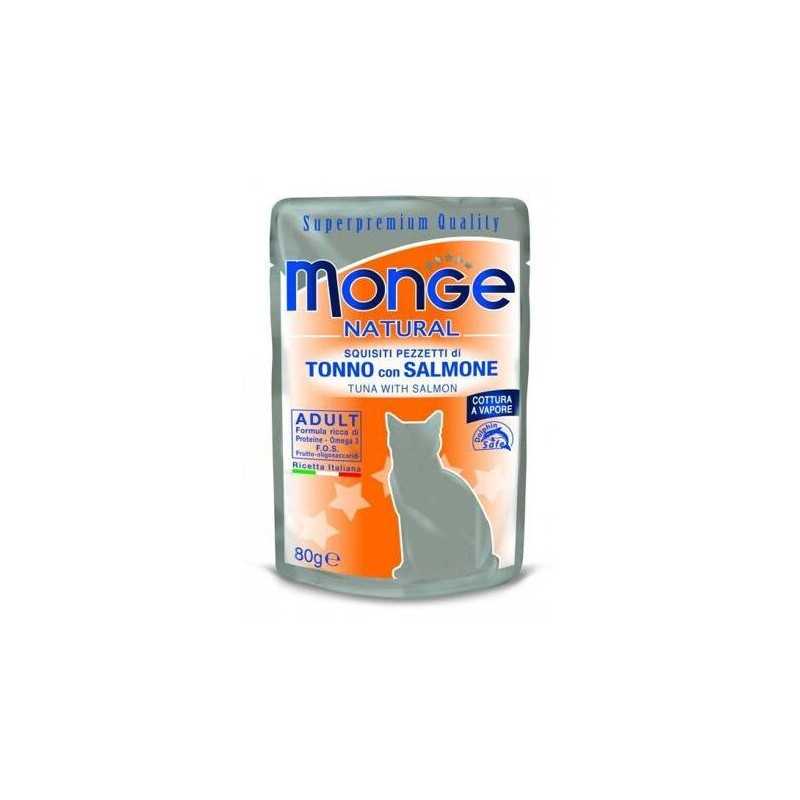 MONGE NATURAL kapsička tuňák v želé s lososem pro kočky 80 g