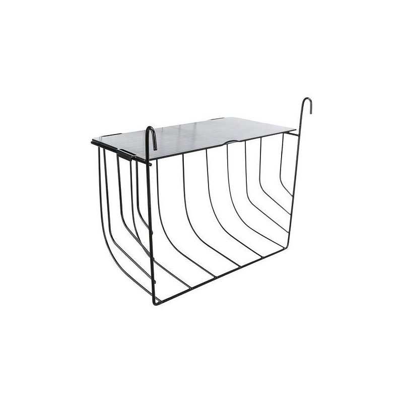 Jesle na seno s víkem, k zavěšení, lakovaný kov, černá, 25 x 18 x 12 cm