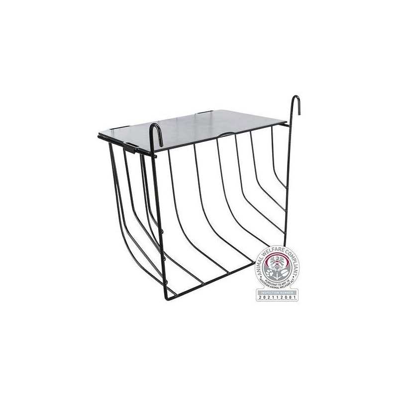 Jesle na seno s víkem, k zavěšení, lakovaný kov, černá, 25 x 18 x 12 cm