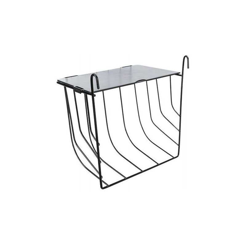 Jesle na seno s víkem, k zavěšení, lakovaný kov, černá, 20 x 18 x 12 cm