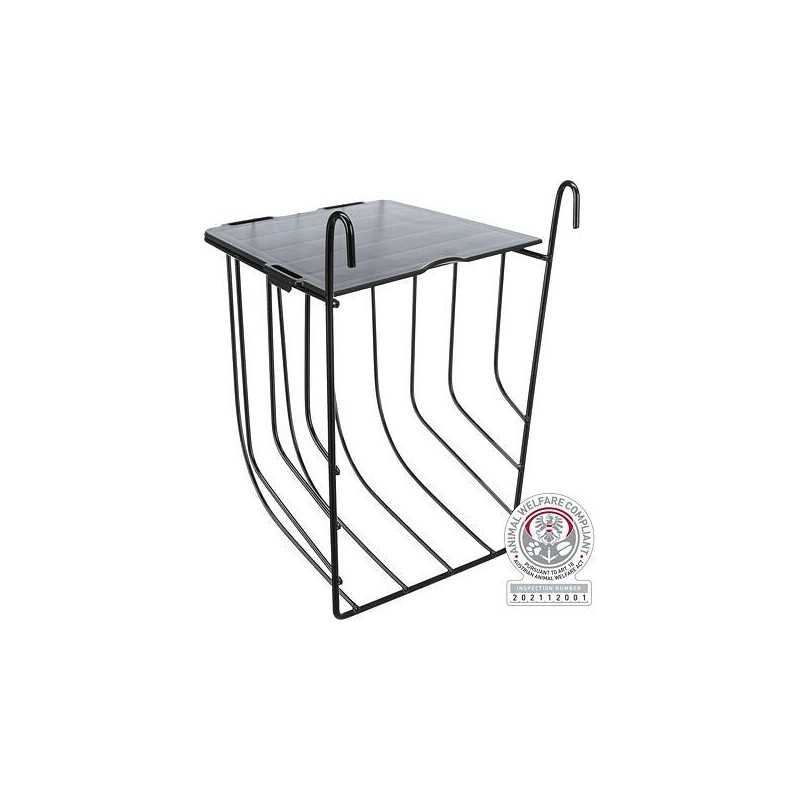 Jesle na seno s víkem, k zavěšení, lakovaný kov, černá, 20 x 18 x 12 cm