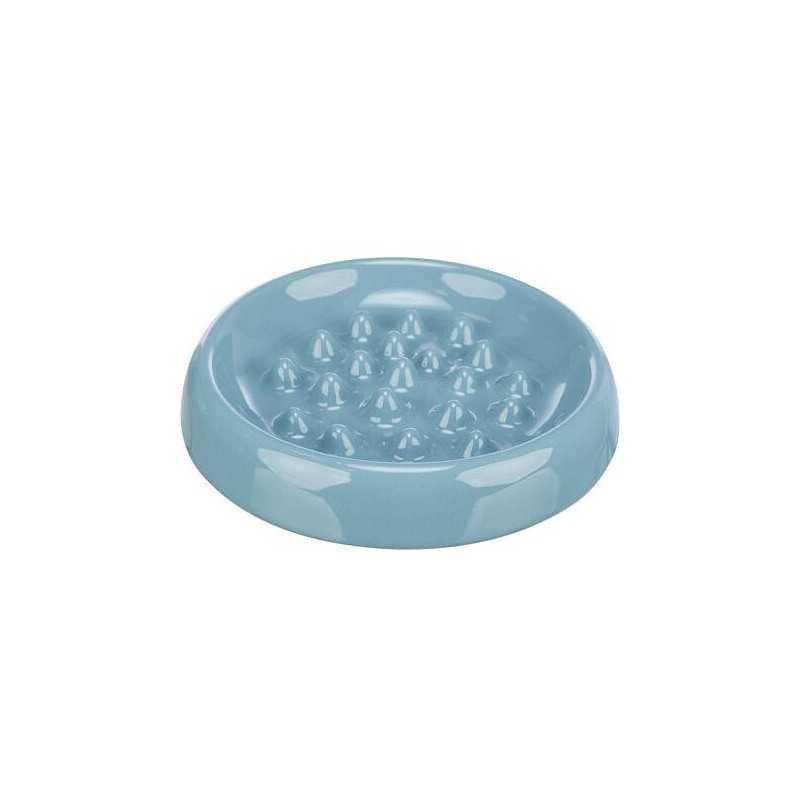 Slow Feed, keramická miska k pomalému krmení, 0.25 l/ø 18 cm, modrá, šedá