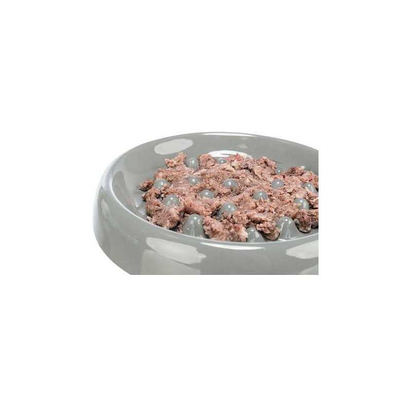 Slow Feed, keramická miska k pomalému krmení, 0.25 l/ø 18 cm, modrá, šedá