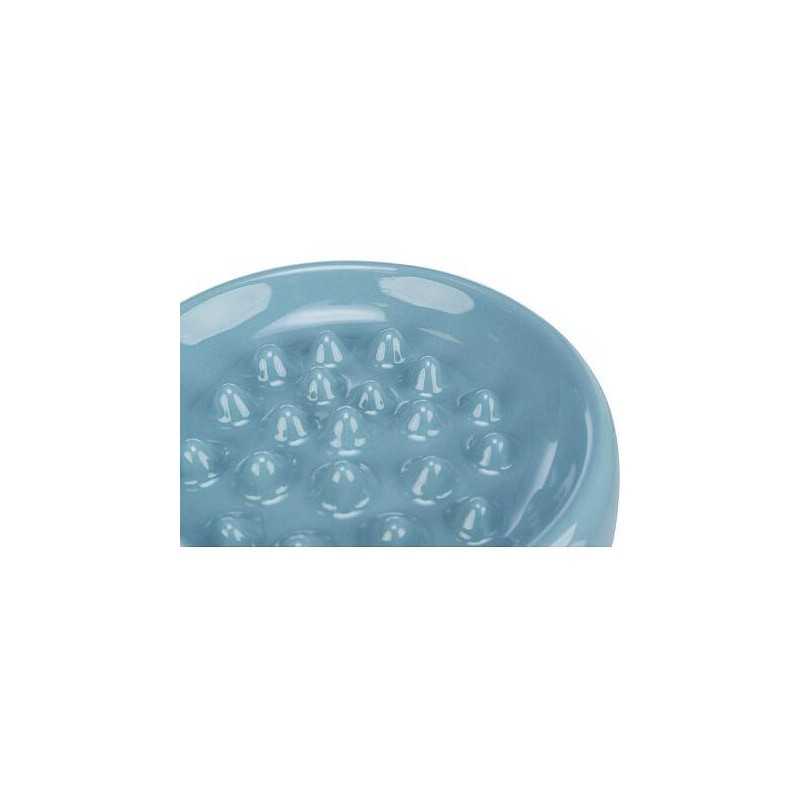 Slow Feed, keramická miska k pomalému krmení, 0.25 l/ø 18 cm, modrá, šedá