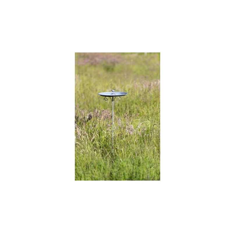 Venkovní pítko - miska na tyči, 1,8 l/ø 35 cm, kov, šedá