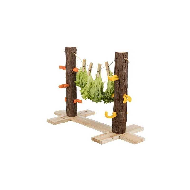 Krmný strom DUO pro králíky, 53 x 34 x 25 cm, dřevo s kůrou