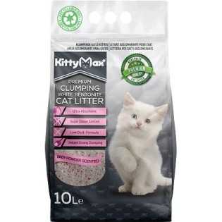 KITTYMAX hrudkující, bezprašný bílý bentonit BABY POWDER 10 l