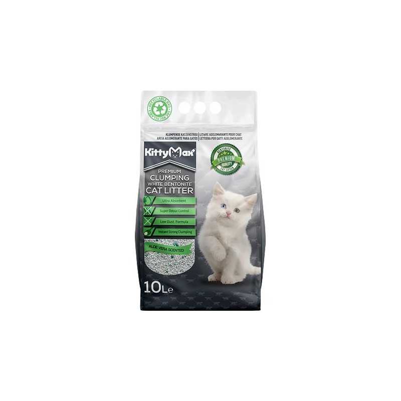 KITTYMAX hrudkující, bezprašný bílý bentonit ALOE VERA 10 l