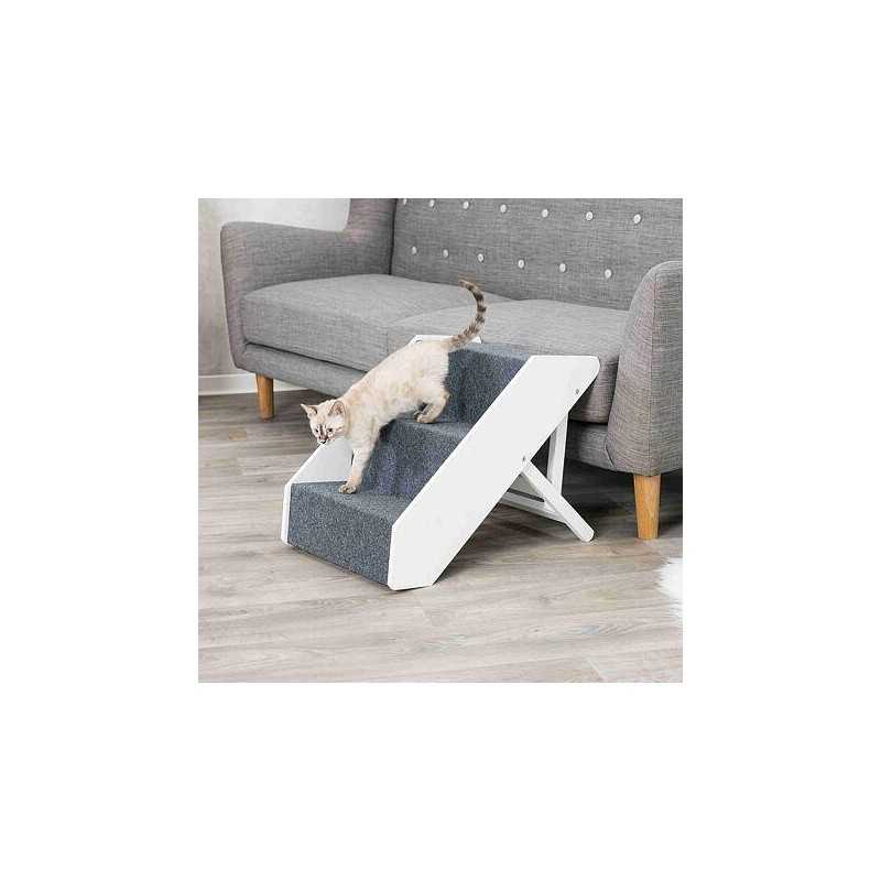 Dřevěné schody s plstěným vzhledem,nastavitelné 40x67cm bílé