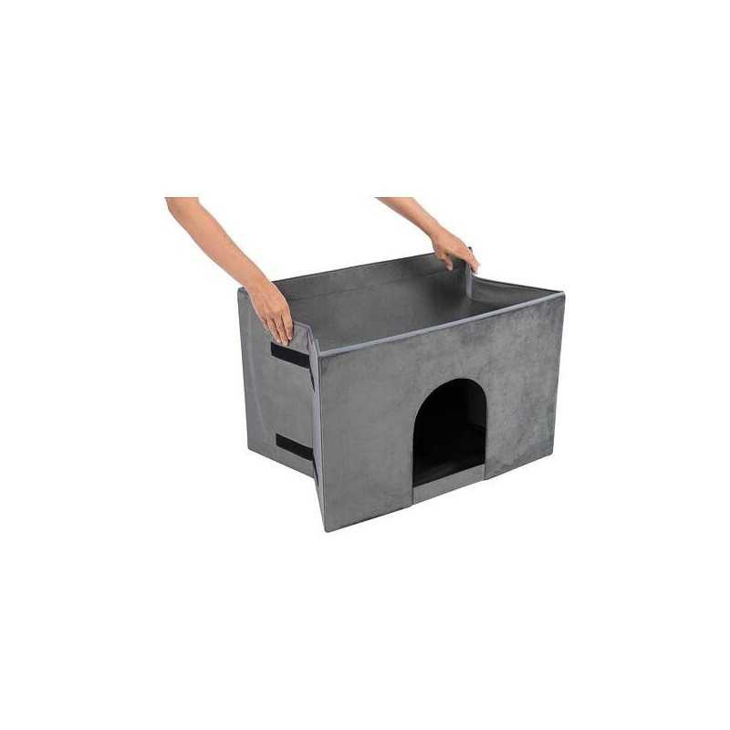 Interiérová boudička HARVEY se schůdky 119x47×50 cm, úložný prostor, šedá