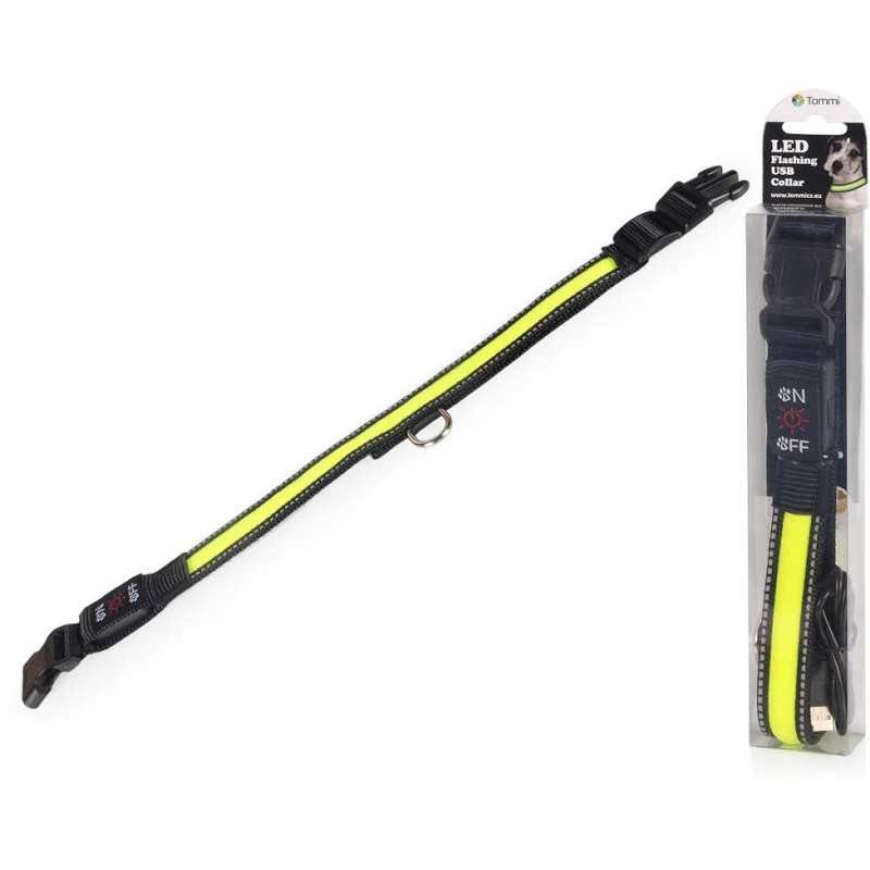 LED obojek dobíjecí USB/vel.L 50-60cm/ zelený