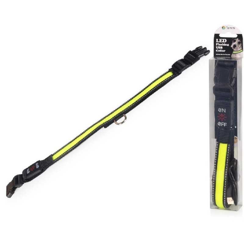 LED obojek dobíjecí USB/vel.L 50-60cm/ zelený