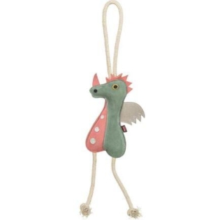 Dragon - dráček na laně, 55 cm, hračka pro psy, 100% pravá kůže/lano, zelená