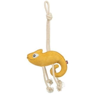 Chamelion - chameleon na laně, 45 cm, hračka pro psy, 100% pravá kůže/lano, žlutá