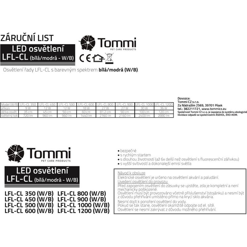 LED osvětlení LFL-CL-600 18 W (W/B) /1A