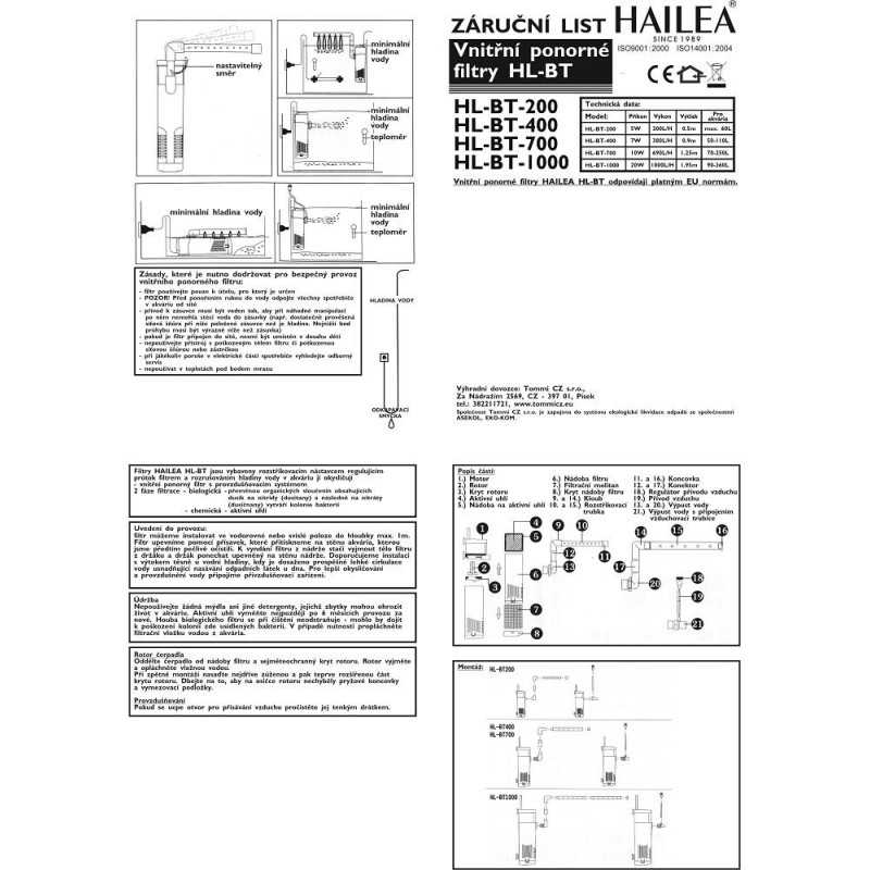 Vnitřní filtr HL-BT1000