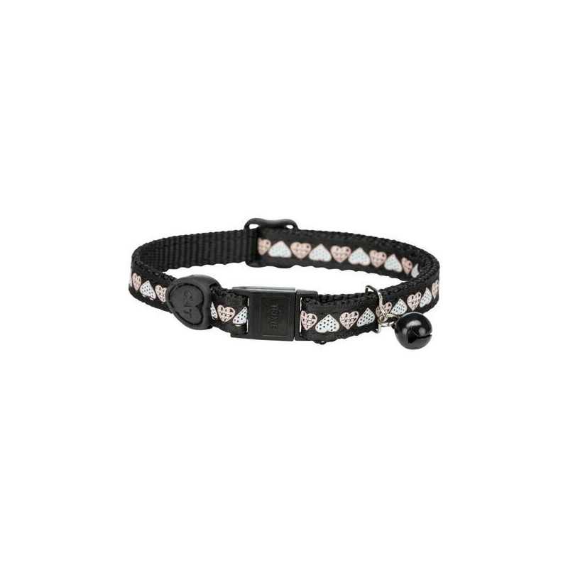 Obojek pro kočku motiv SRDÍČKA s rolničkou