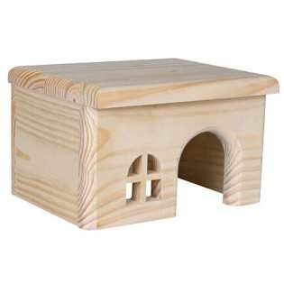 Dřevěný domek s rovnou střechou, 15 x 12 x 15 cm, např. křeček