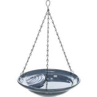 Venkovní závěsná keramická lázeň pro ptactvo, 550ml / 26 cm, modrá