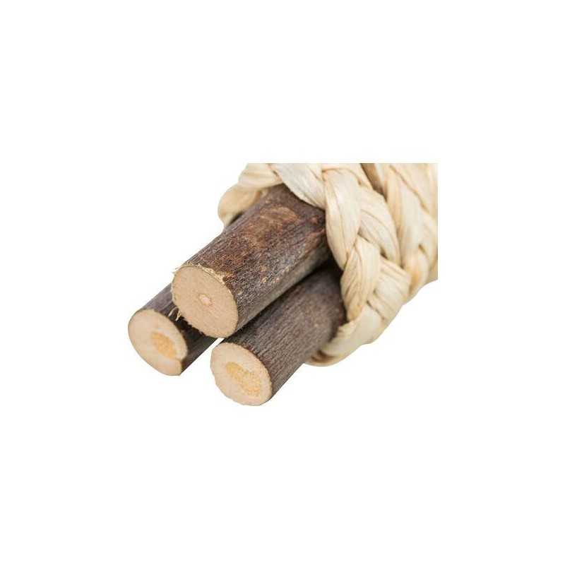 Dřevěné tyčky omotané slaměným copem, 15 x 3 cm