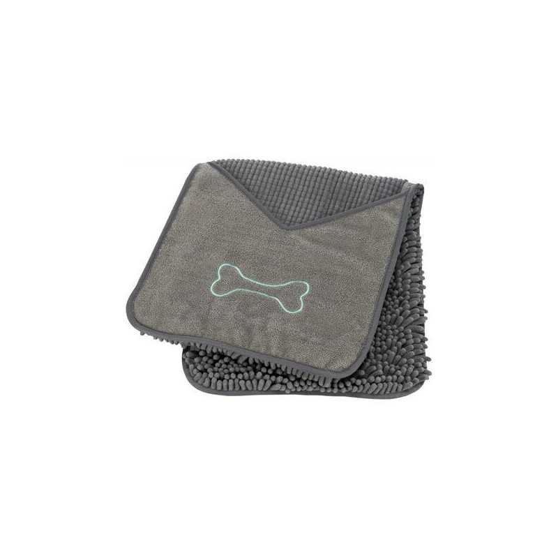 Ručník pro psy s kapsami, mikrovlákno, 78 x 32 cm, šedá