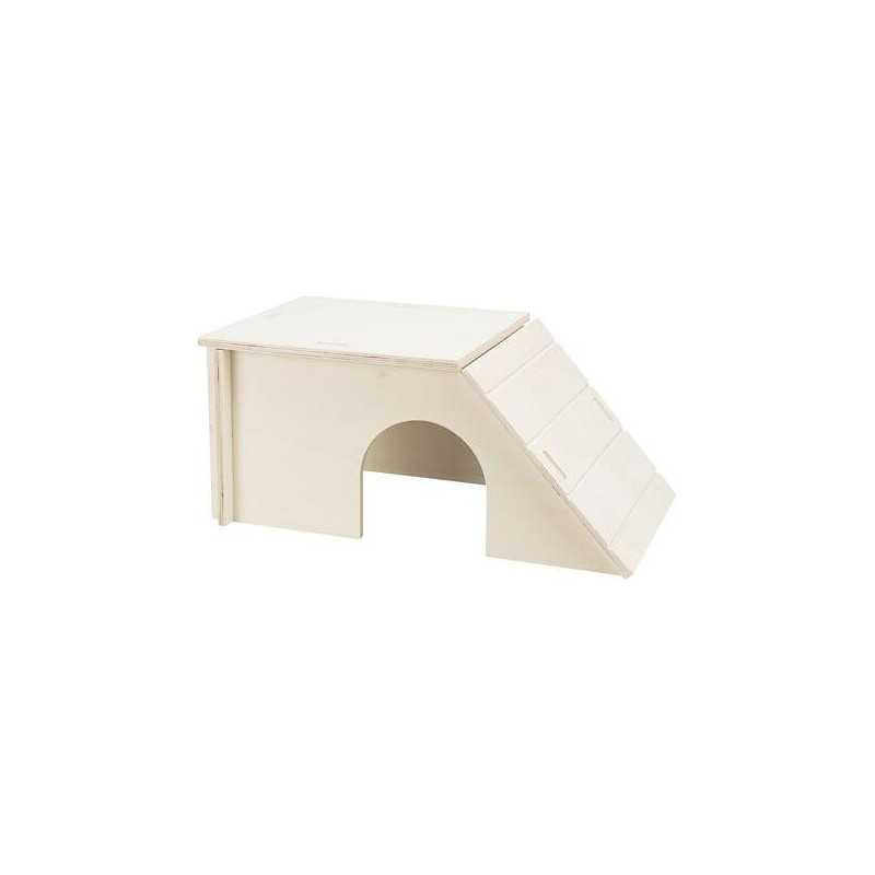 Dřevěný skládací domek BENT, šikmá střecha, DOPRODEJ, 40 x 18 x 23 cm, např. morče, králík