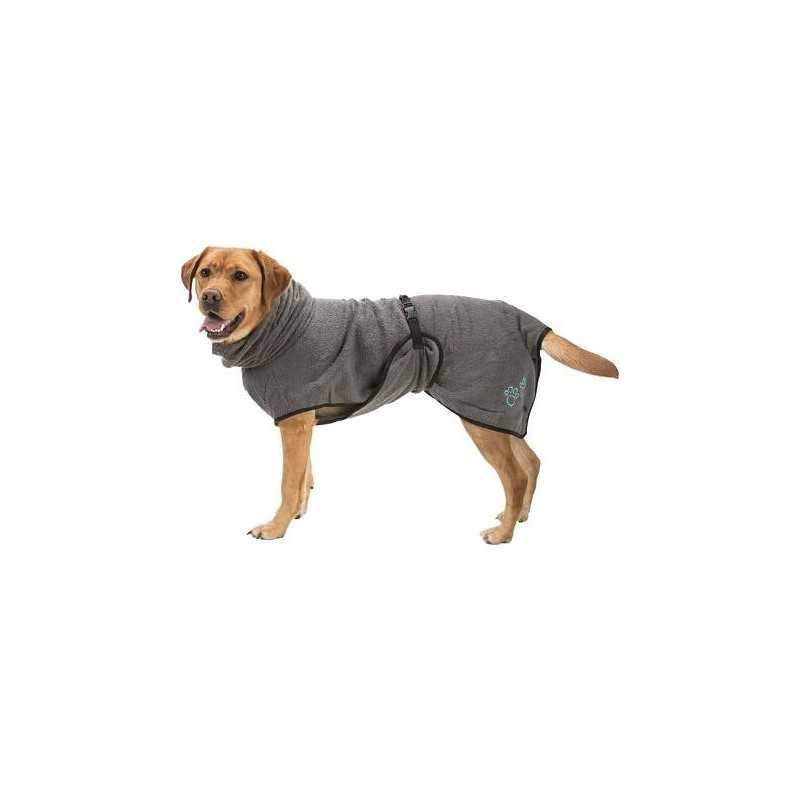 Koupací plášť / župan pro psy, šedá, L: 60 cm, pas: 66-82 cm