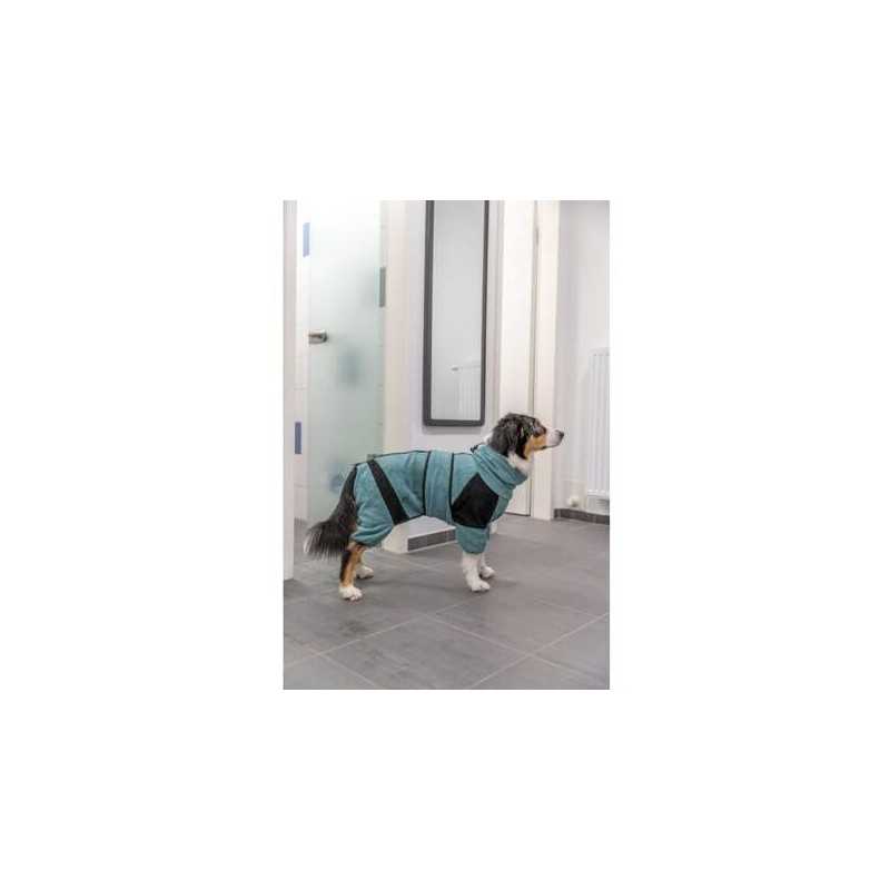 Froté župan / domácí overal pro psy, petrolejová, XL: 70 cm, pas: 66-106 cm