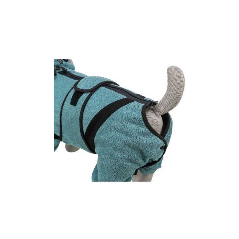 Froté župan / domácí overal pro psy, petrolejová, M-L: 54 cm, pas: 58-86 cm