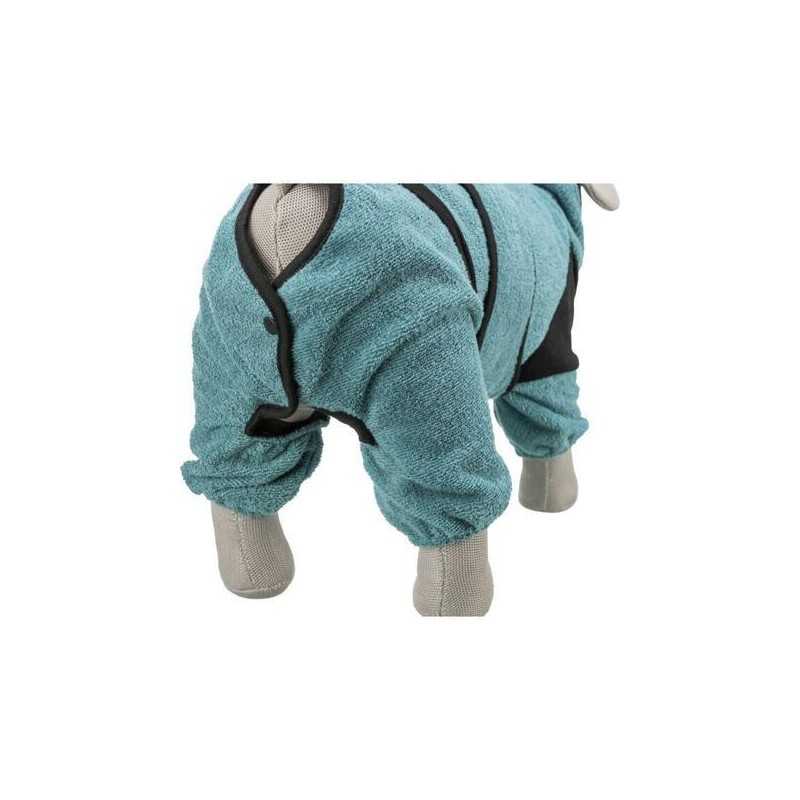Froté župan / domácí overal pro psy, petrolejová, M-L: 54 cm, pas: 58-86 cm