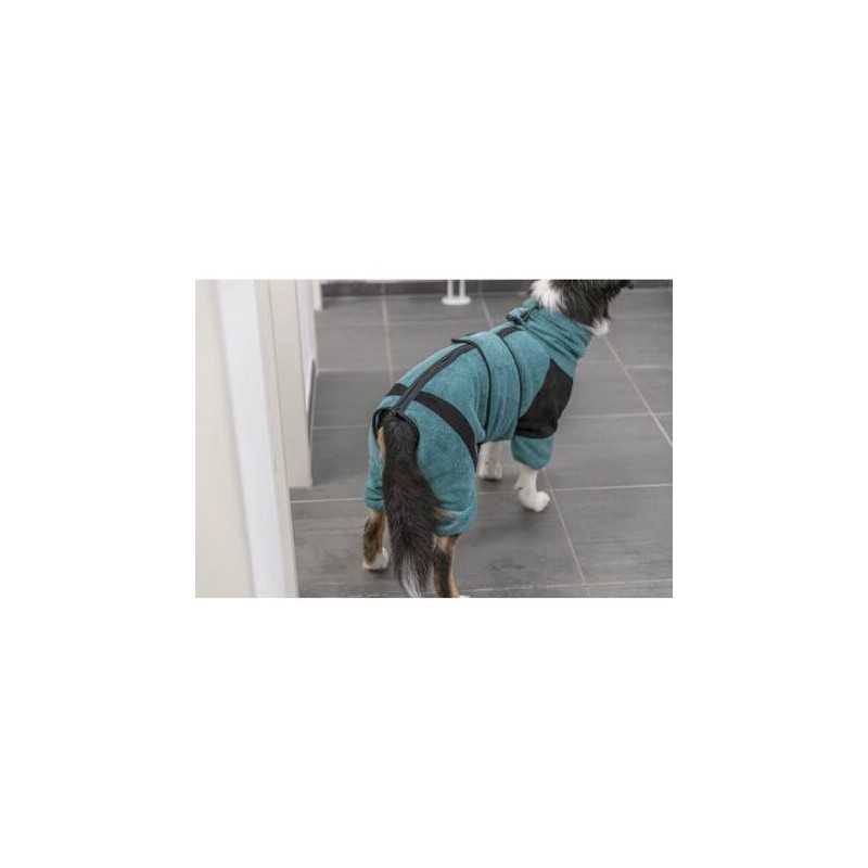 Froté župan / domácí overal pro psy, petrolejová, S: 38 cm, pas: 40-68 cm