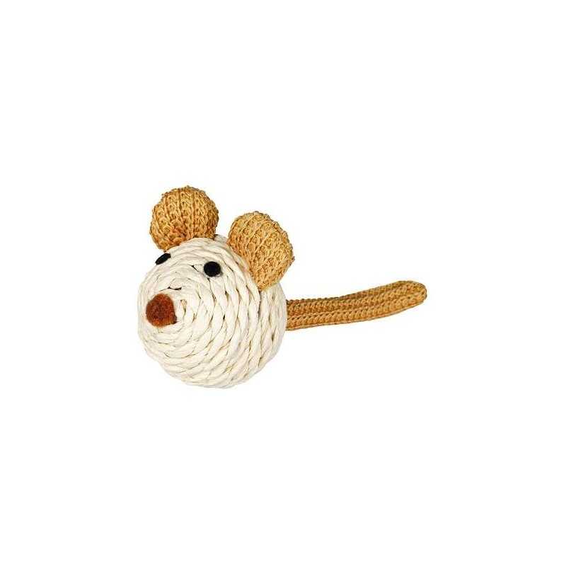 Sisalová myš s rolničkou a provázkem 5 cm