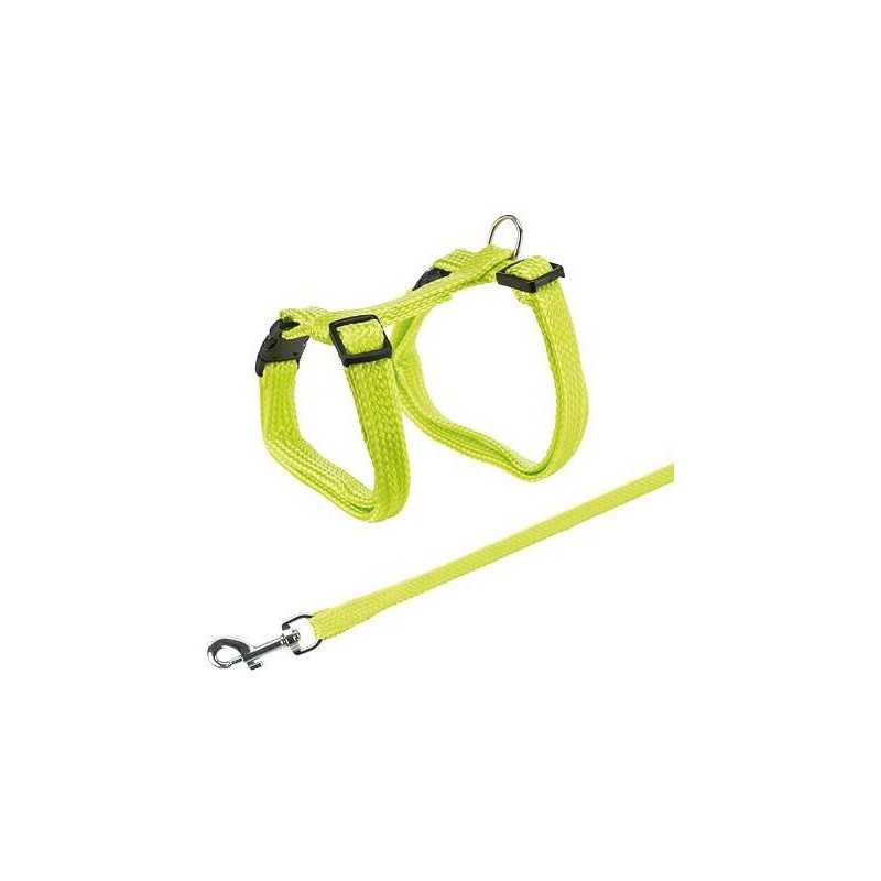 Postroj s vodítkem pro kočku jednobarevný 22-42cm/10mm 1,25m