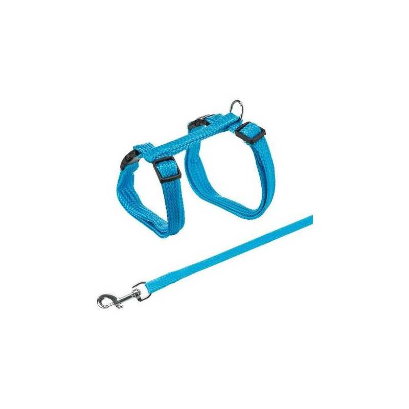 Postroj s vodítkem pro kočku jednobarevný 22-42cm/10mm 1,25m