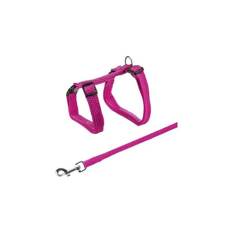 Postroj s vodítkem pro kočku jednobarevný 22-42cm/10mm 1,25m