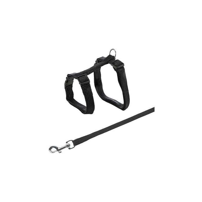 Postroj s vodítkem pro kočku jednobarevný 22-42cm/10mm 1,25m