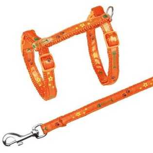 Postroj s vodítkem na kočku pošitý stužkou 22-36cm/10mm 1,2m