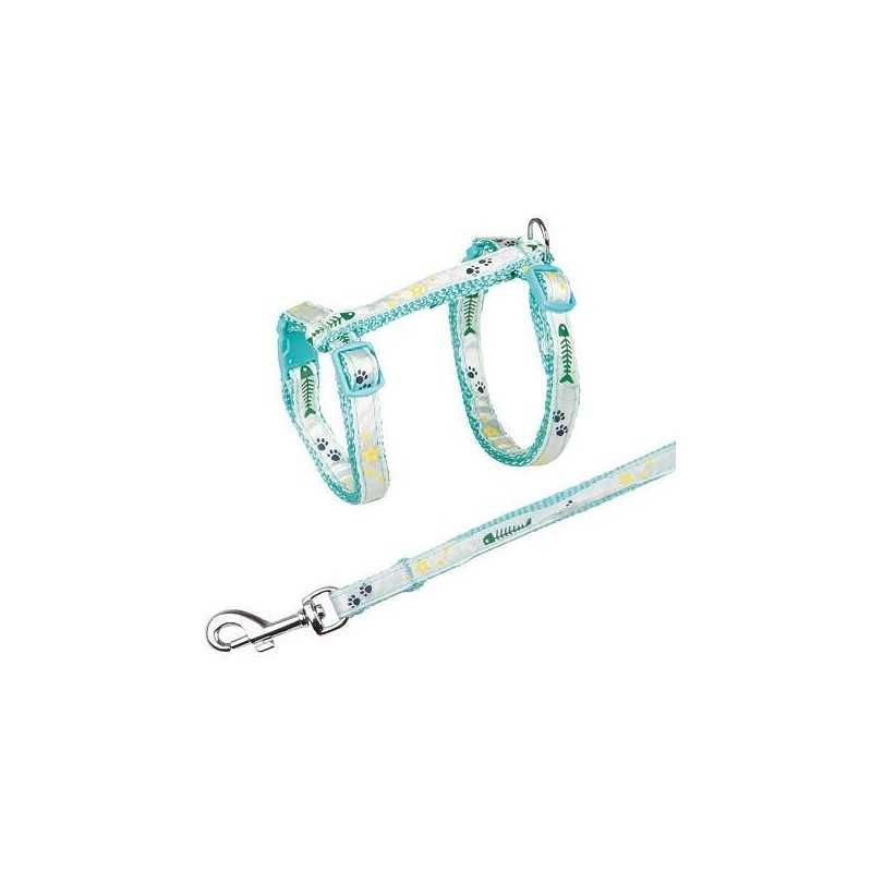 Postroj s vodítkem na kočku pošitý stužkou 22-36cm/10mm 1,2m