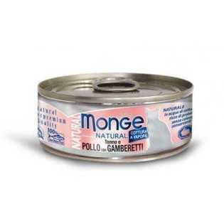 MONGE NATURAL tuňák s kousky kuřete a krevetami pro kočky 80 g