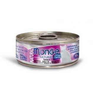 MONGE NATURAL tuňák s kuřecími prsy a hovězím pro kočky 80 g