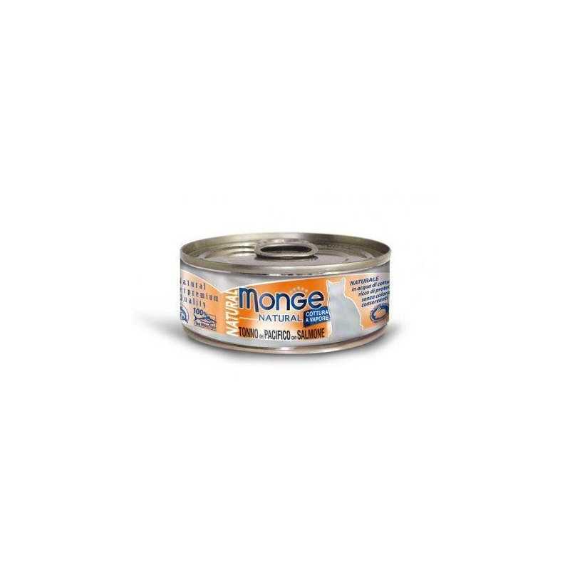 MONGE NATURAL kousky tuňáka s lososem pro kočky 80 g